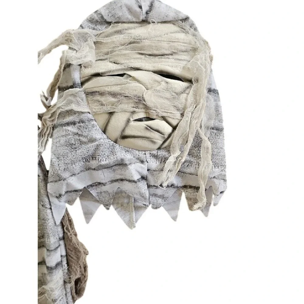 Authentic Kids Mummy Costume 3PC Set Rib Cage Detail Size M 5-6 Gray White
